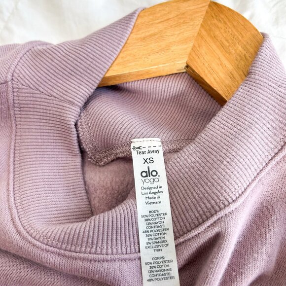 Alo Yoga Freestyle Sweatshirt XS Dusted Plum Purple Pullover Mock Neck Fleece - Picture 6 of 6